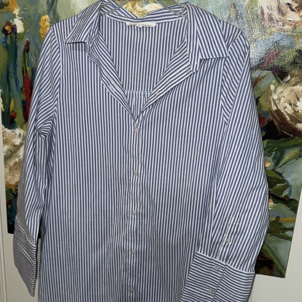 Blue and White Striped Midi Dress by Neon Rose Size Large - Picture 2 of 6